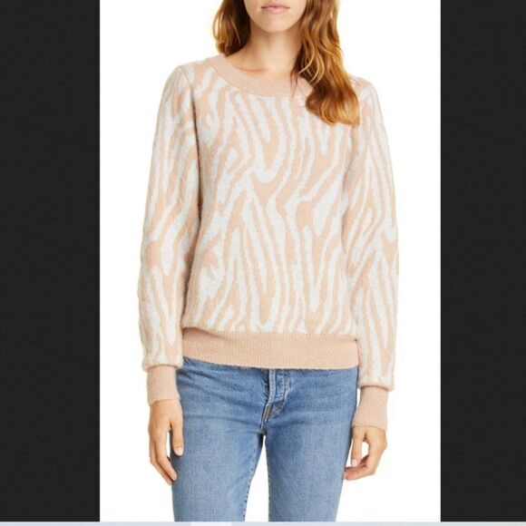 Rebecca Taylor Tiger Stripe Merino Wool Blend Sweater Size XL - Picture 1 of 5